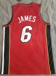 Maillot de Basket #6 Lebron James Miami Heat adidas Rouge Imprimé